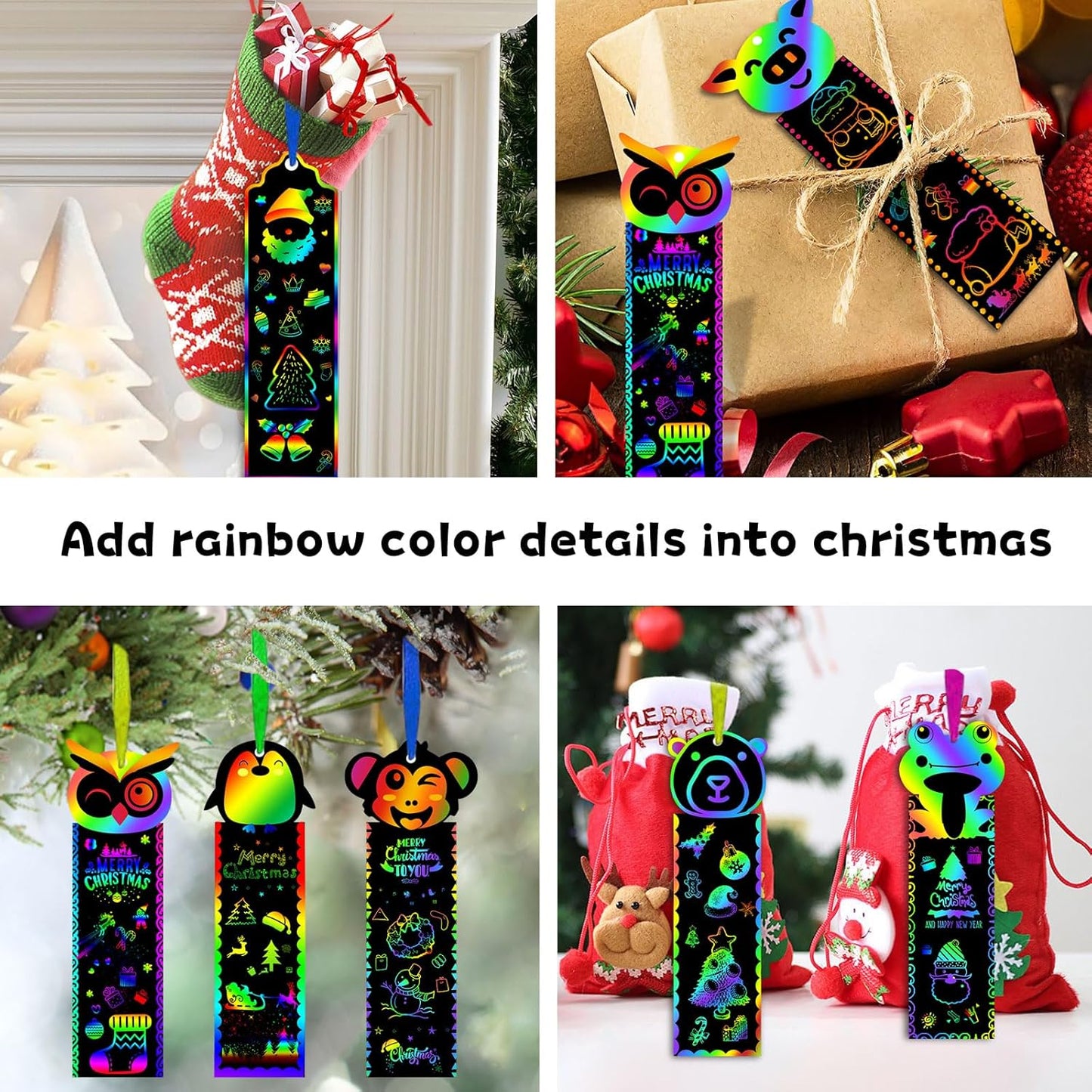 100 Sets Scratch Art Bookmark Making Kit, DIY Animal Bulk Bookmarks with 100PCS Ribbons and 100PCS Wood Stylus for Kids 4-14 Years Old Students Classroom Prizes Gifts & Party Favors, 13 Styles