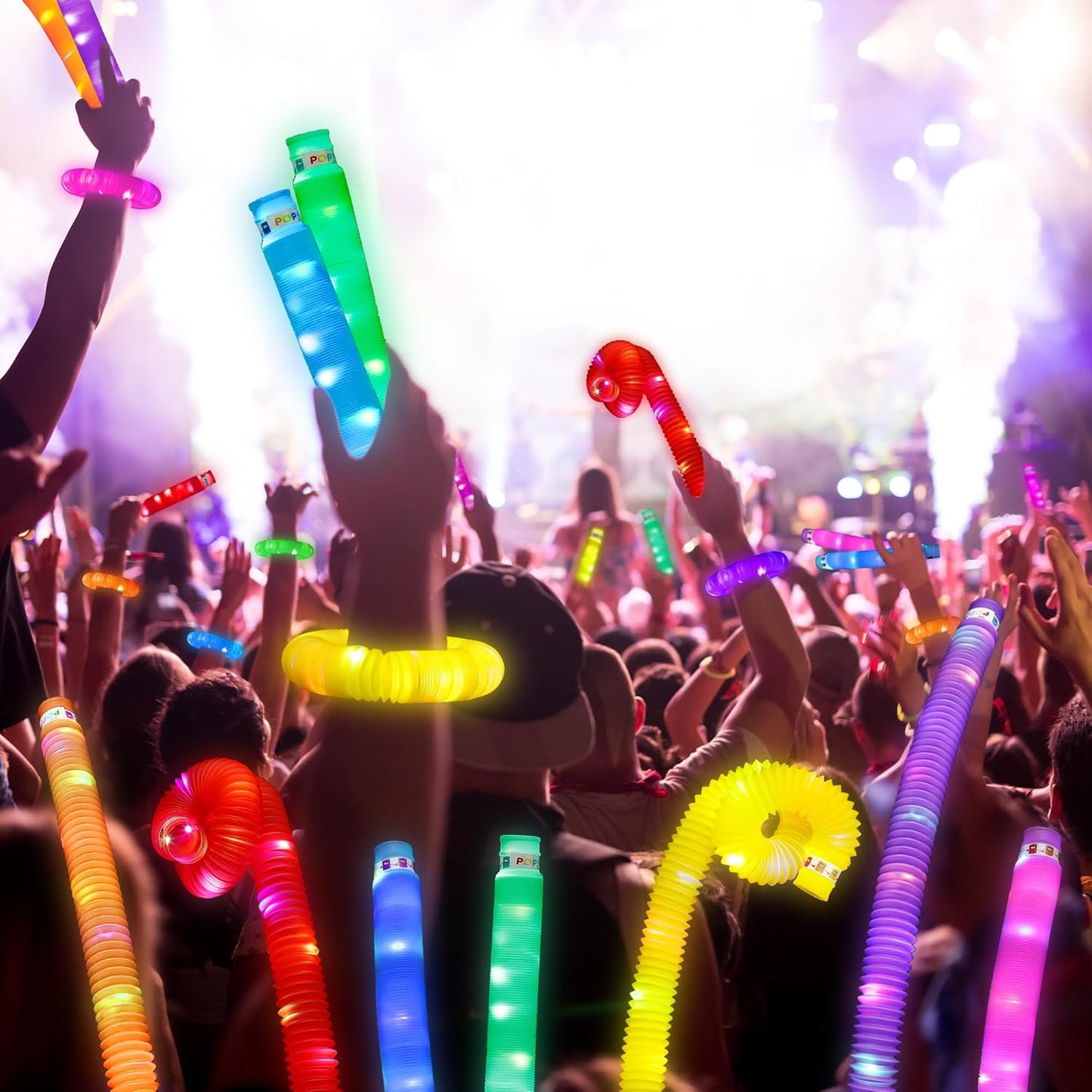 UrChoice Glow Sticks,8PCS LED Pop Tubes Party Favors,Glow Necklaces Bracelets, Light up Camping Toys ,Imaginative Play,Birthday Wedding Decorations,Tons of Ways to Play