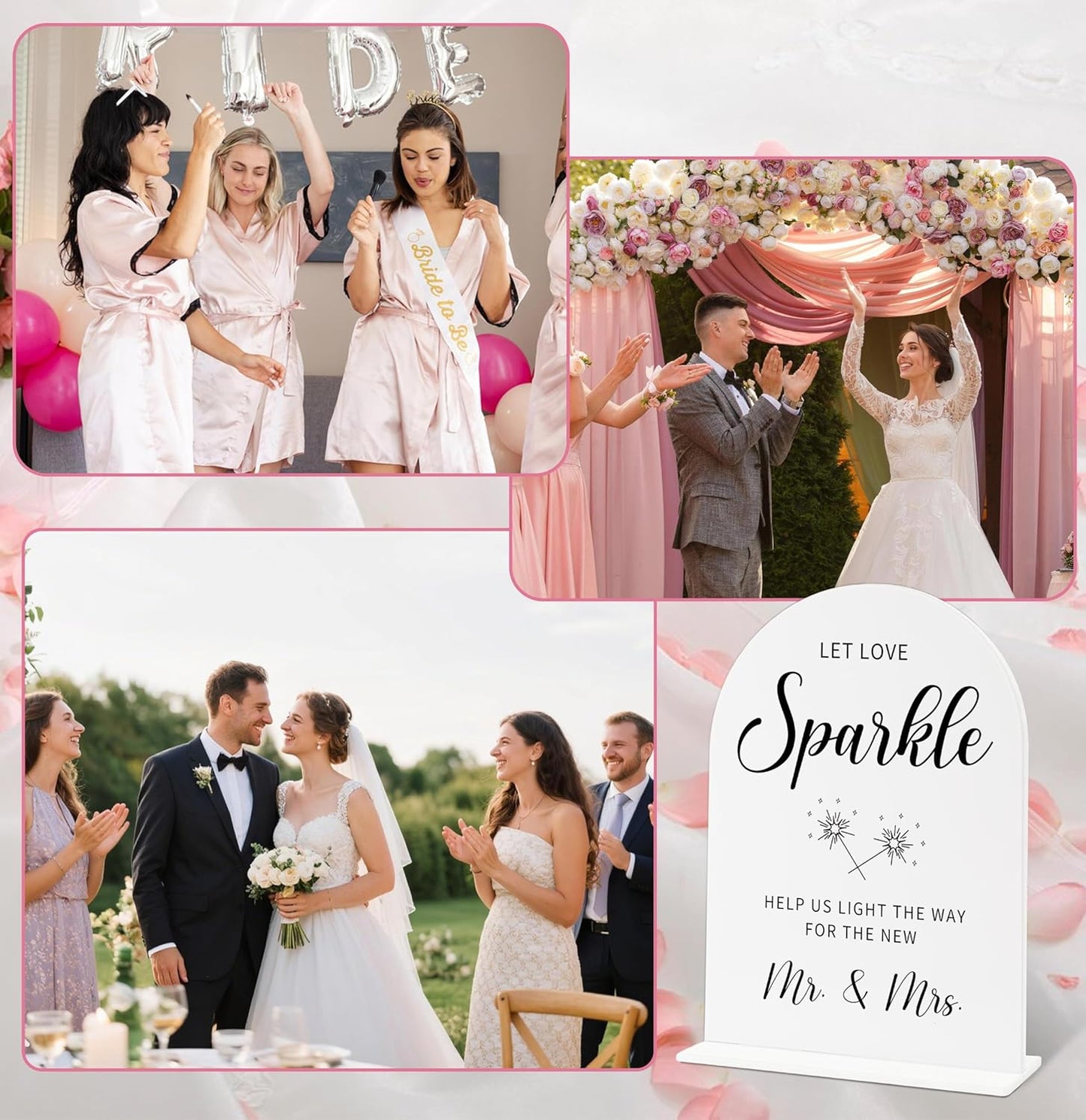 Sign Our Bible Wedding Sign, White Acrylic Wedding Guest Book Sign, Bridal Shower Decor, Elegant Arch Acrylic Table Top Signs for Reception Marriage Engagement Party Decorations
