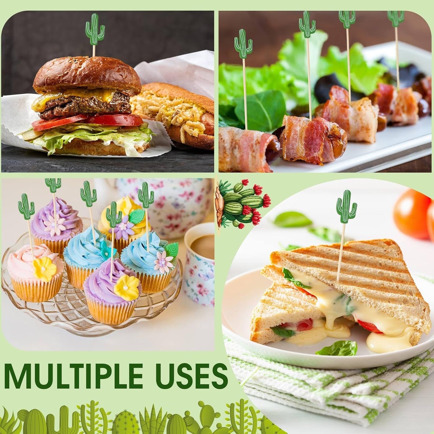 200 Pcs Cocktail Picks Long Cocktail Toothpicks Bamboo Toothpicks for Appetizers Fruits Food Skewers Sticks for Drinks Dessert Wedding Birthday Party(Fish Style)