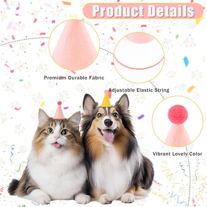 CANREVEL Mini Party Hats for Stuffed Animals Headwear, Birthday Hats Party Animal Birthday Decorations Supplies for Dog Cat