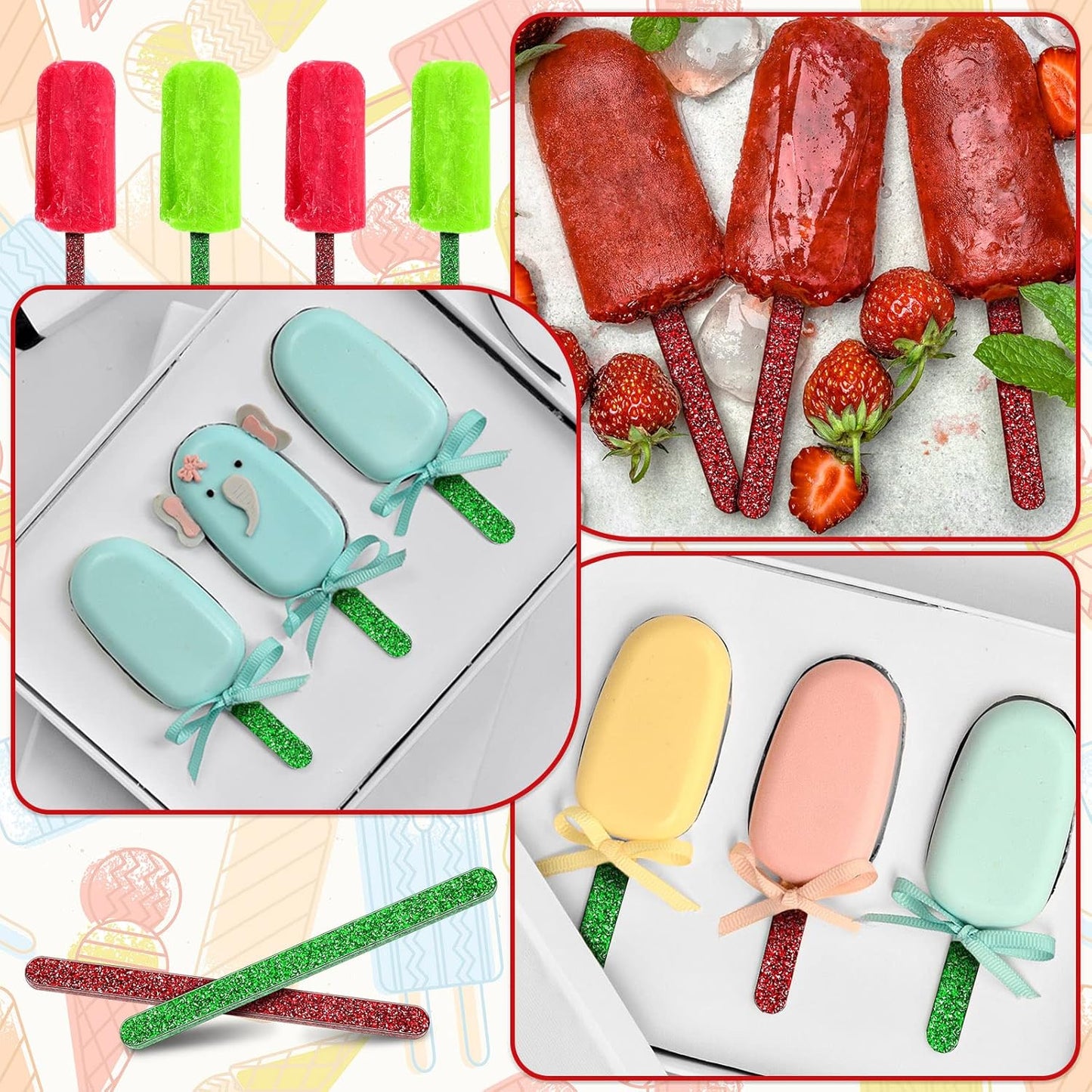 30 Pieces Acrylic Sticks Reusable Cakesicle Cake Pop Mold Mirror Ice Pop Sticks Ice Cream Cakesicle Mold for Home Cake Candy Gifts Party Craft