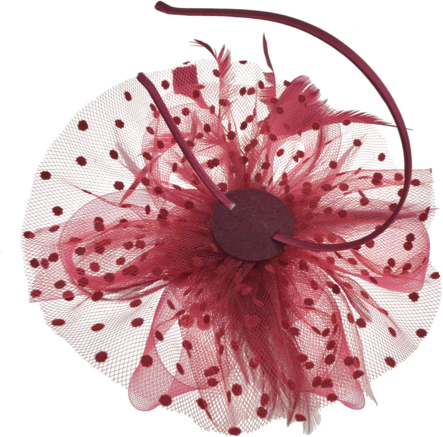 DRESHOW Fascinators Hat Flower Mesh Ribbons Feathers on a Headband and a Clip Tea Party Headwear for Girls and Women - Colors A