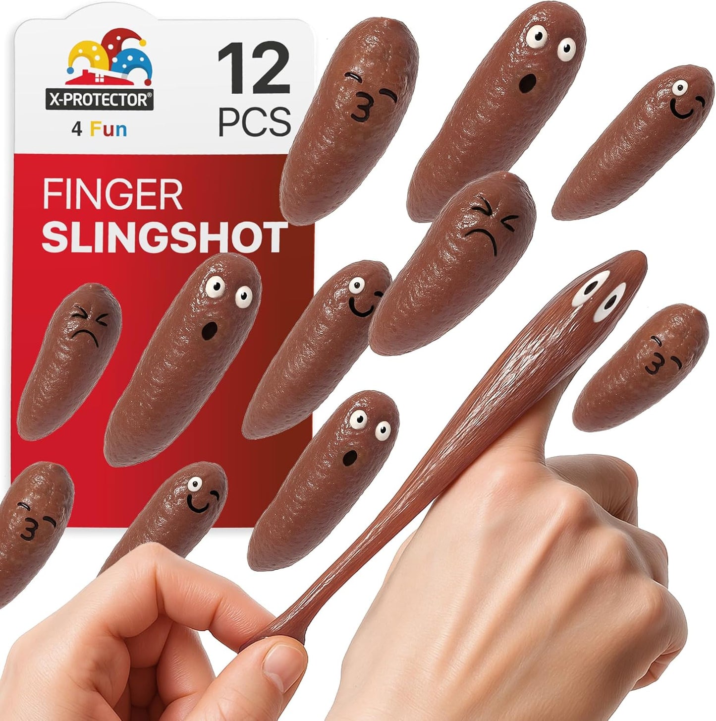 X-Protector Rubber Chicken Slingshot - 12 PCS Pack - Flying Finger Slingshot - Yellow Chicken Flingers Sling Shot Toys for Kids - Funny Adult Pinata Stuffers - Premium Slime for Fingers!