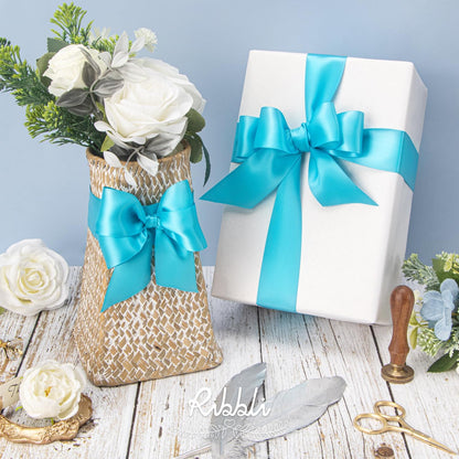 Ribbli Double Faced White Satin Ribbon,3/8” x Continuous 25 Yards,Fabric Ribbon use for Bows Bouquet,Gift Wrapping,Floral Arrangement