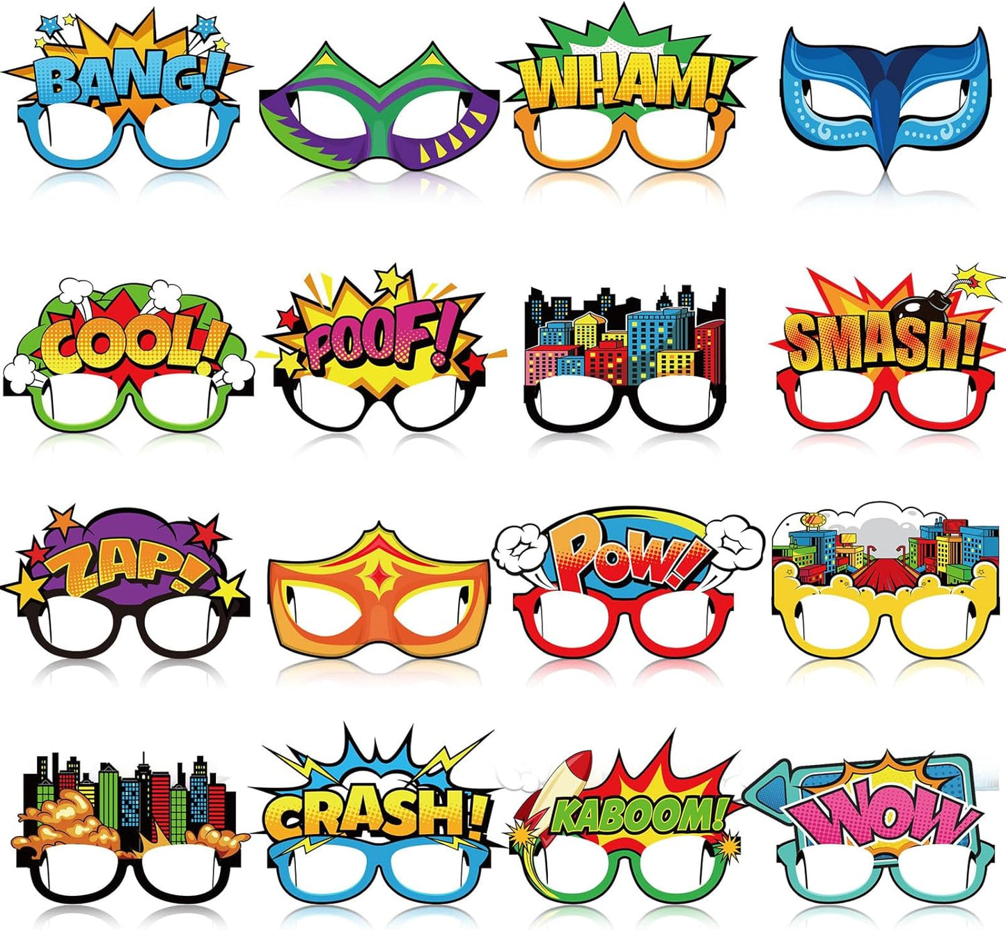 32 Pcs Spa Party Favors Paper Glasses Makeup Paper Eyeglasses Frames Spa Photo Booth Props Selfie Props for Makeup Birthday Party Decorations