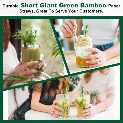 5.75 inch Orange Paper Cocktail Straws, Short Disposable Drinking Straws 500 Counts, Unwrapped - Compostable