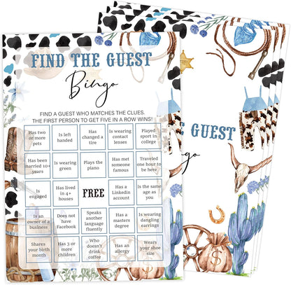 Cowboy Baby Shower Bingo Game, Pack of 30 Game Cards, Wild West Rodeo Shower Game, Gender Reveal Party Decorations, Gender Neutral - KR59