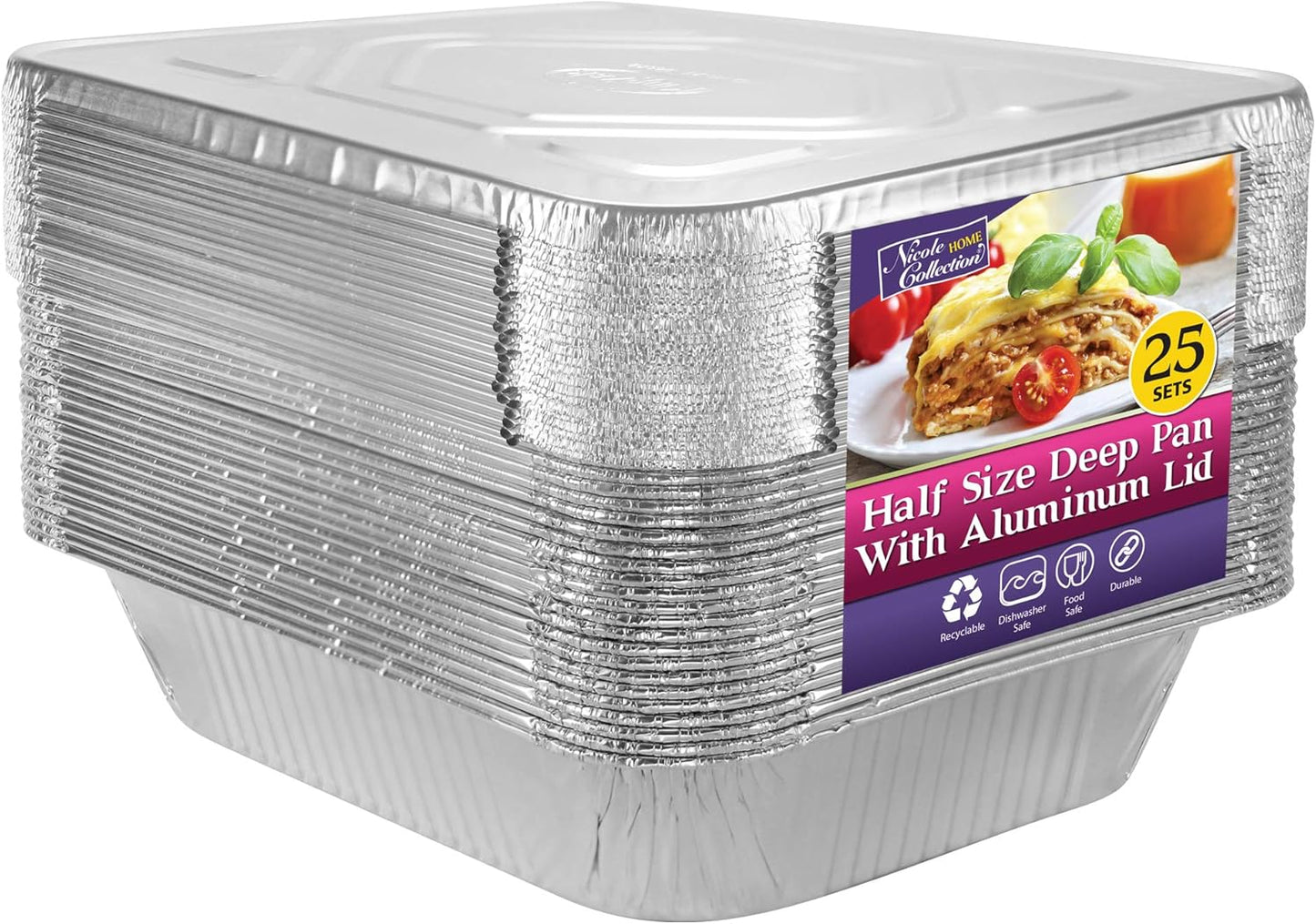 Aluminum Pans Half Size, 9X13, Extra Heavy Duty Disposable Foil Pans For Baking (30 Pack) Roasting & Chafing, Deep Tin Foil Bakeware, Steam Table Tray, Cookware, Food Prepping, Cake & Oven Pan