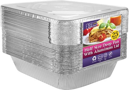 Aluminum Pans Half Size, 9X13, Extra Heavy Duty Disposable Foil Pans For Baking (30 Pack) Roasting & Chafing, Deep Tin Foil Bakeware, Steam Table Tray, Cookware, Food Prepping, Cake & Oven Pan
