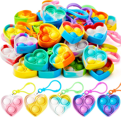 JOYIN Round Pop Fidget Keychain 30 Pack Pop Fidget Toys Bulk Party Favors for Kids 4-8,8-12 Years, Birthday Goodie Bags Stuffers Back to School Gifts for Students Classroom Prizes Sensory Toys