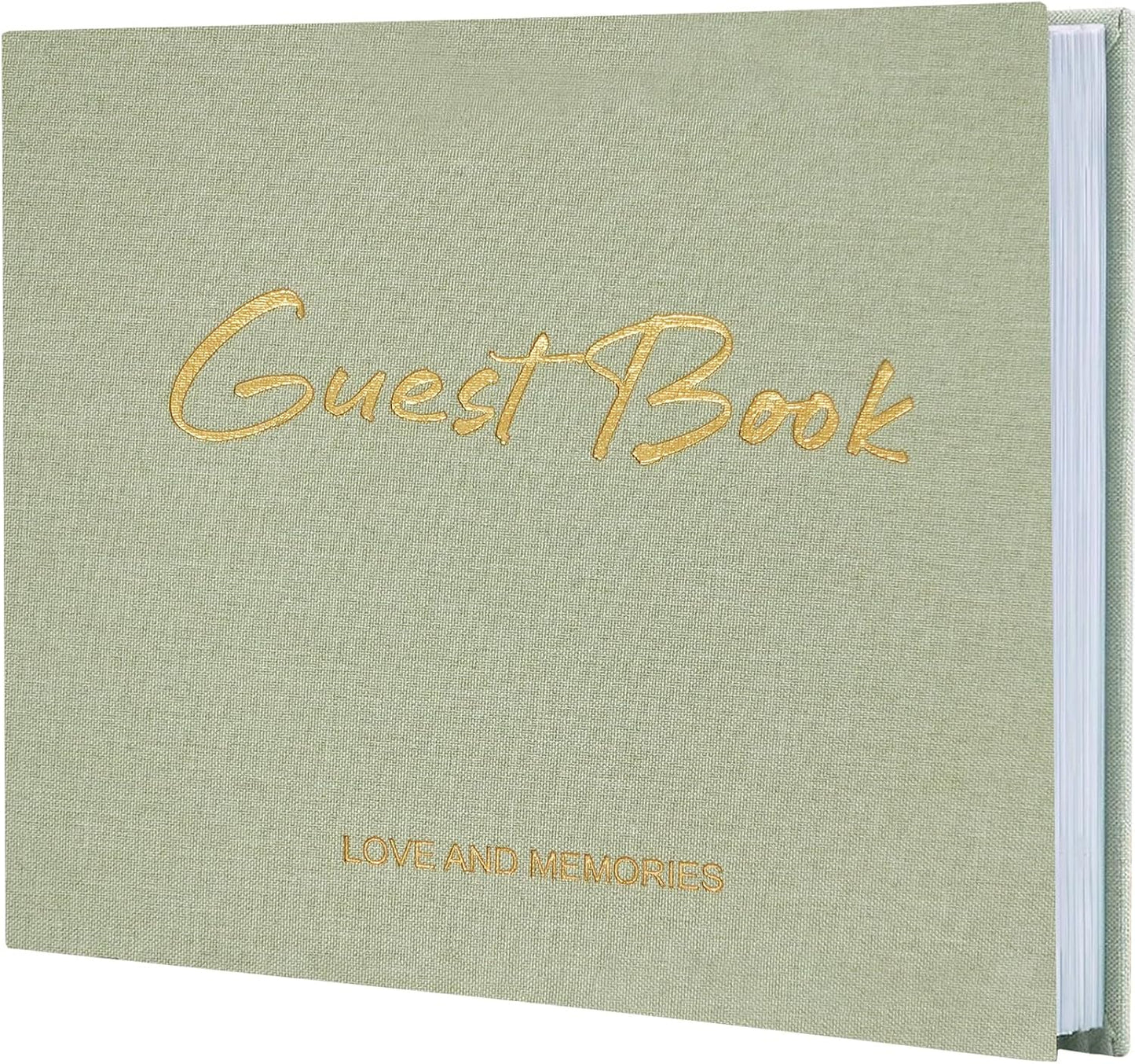 Lankaiva Wedding Guest Book, Guest Book Wedding Reception - Classic Baby Shower Guest Book, 100 Blank Pages for Bridal Shower Birthday Graduation Sign in and Photos, Beige