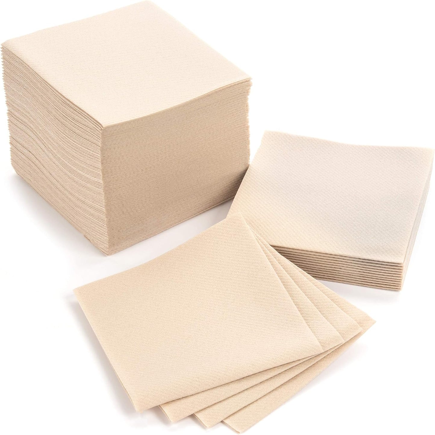 AH AMERICAN HOMESTEAD Cocktail Napkins-Disposable Beverage/Bar Napkins-White Linen-Like Square Napkins-Eco-Friendly & Compostable-Everyday Use, Party or Wedding 4.75inch x 4.75inch (100 Count, White)