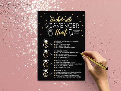 Your Main Event Prints 25 Bachelorette Scavenger Hunt Party Games, Drinking Game and Dares, Fun Novelty Cards for Girls Night Out