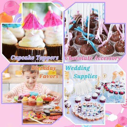 100 Count 6 Inch White Lollipop Sticks,Paper Cake Pop Stick,Sucker Treat Sticks for Chocolate Cookies Donut Packaging Wedding Party Cupcake Toppers Supplies 3.5mm