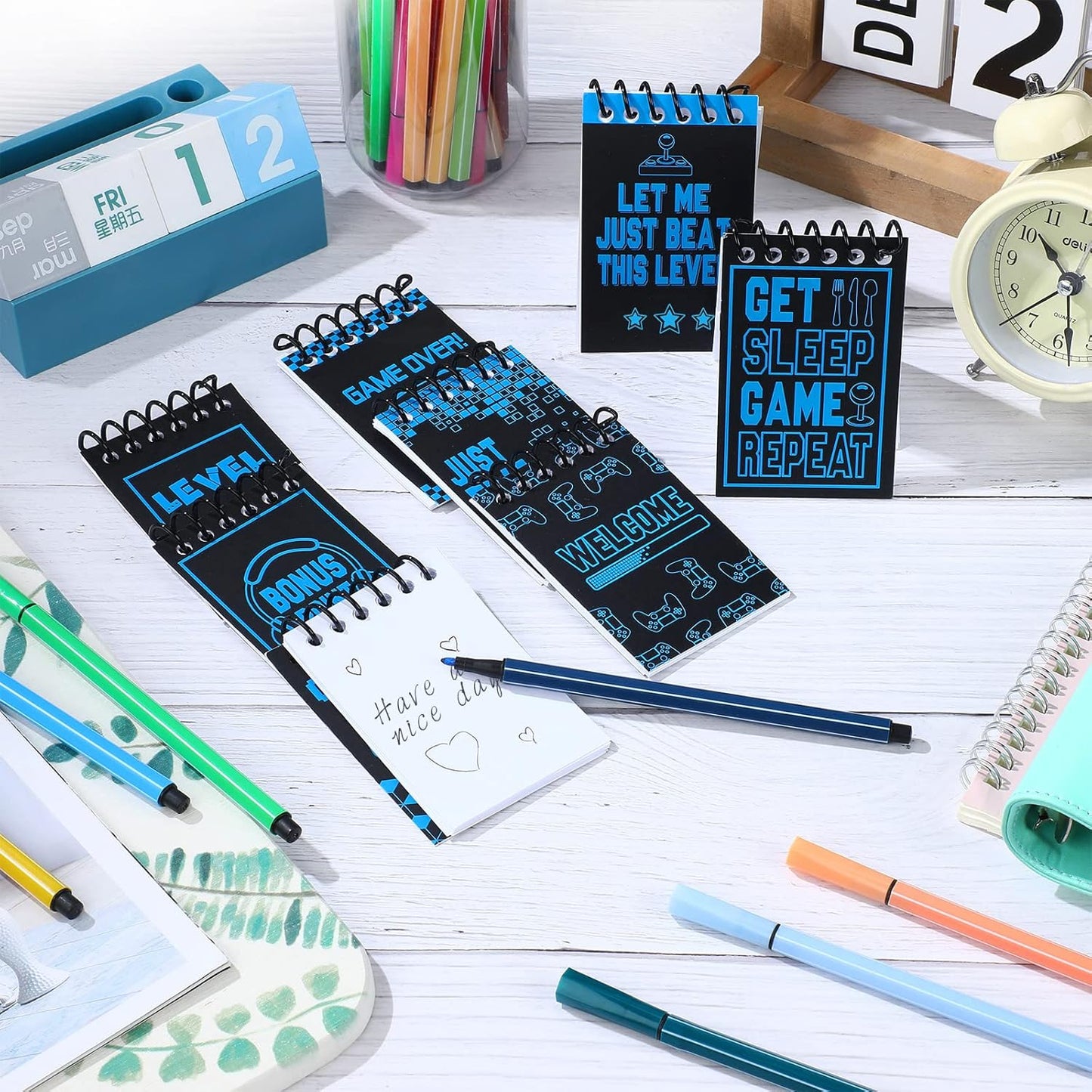 Epakh 24 Pieces Gaming Mini Notepads Video Game Notebooks Gamer Notebooks for Video Gaming Themed Birthday Party Favor Supplies Teacher Classroom Supplies