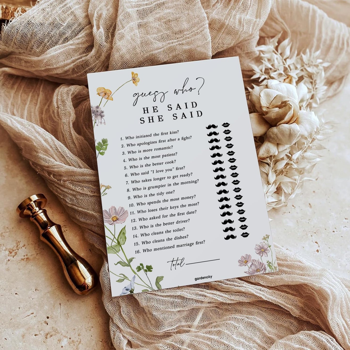 GardenCity Find The Guest Bingo Game Cards, Bridal Shower Games, Baby Shower Bingo, Wedding Game, 50 Cards - Wildflower