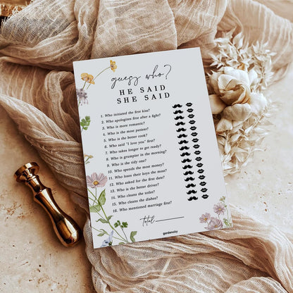 GardenCity Find The Guest Bingo Game Cards, Bridal Shower Games, Baby Shower Bingo, Wedding Game, 50 Cards - Wildflower