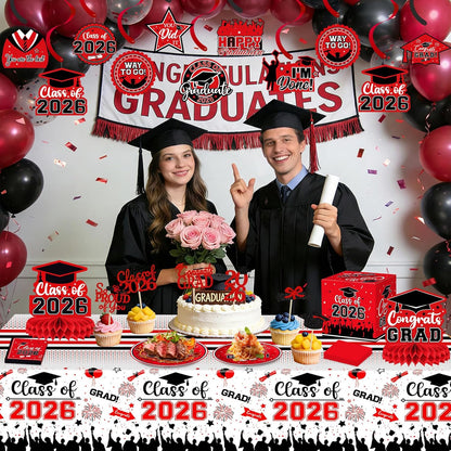 24 Pcs Graduation Cupcake Toppers 2026 - Congrats Grad Decorations Class of 2026, Pre-Assembled Black Gold Grad Cake Topper Centerpieces for Graduation Party Decoration Supplies Table Decor, 6 Styles