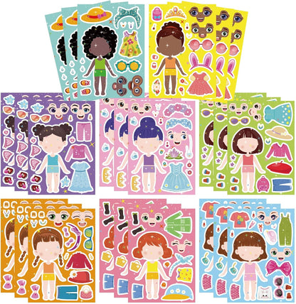 24 Sheets Make-a-face Cupcake Stickers Make Your Own Dessert Stickers Mix and Match Sweets and Fruit Treats Party Favor Supplies for Kids Ice Cream Sticker Games Birthday DIY Art Crafts