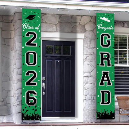 2026 Graduation Decorations, Graduation Banner Class of 2026, Hanging Congratulations/Congrats Grad Banner for Door and Porch, Party Decor - Black