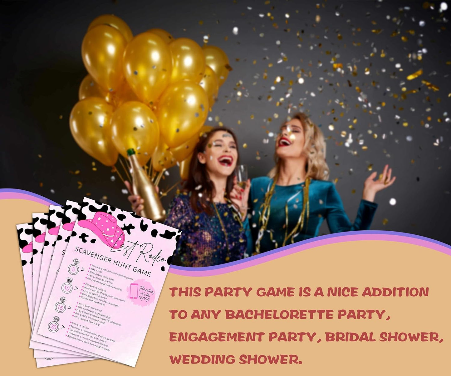 Last Rodeo Bachelorette - Nashville Cowgirl Bridal Shower Games & Supplies - 25 Game Cards