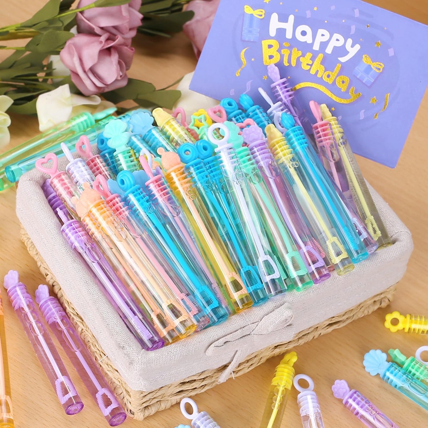 Bubble Party Favors for Kid, 30 Pack Mini Bubbles Bulk with Gift Box, Pastel Bubble Wand Sticks Toy for Party Supplies, Birthday, Wedding Decorations, Goody Bag Fillers Stuffers, Carnival Prizes