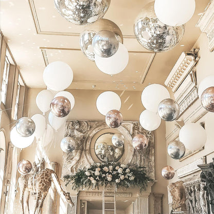 PartyWoo Metallic Gold Foil Balloons 20pcs Different Sizes Pack of 22 15 10 Inch Large Round Foil 4D Inflatable Mirror Ball Mylar Balloons for Graduation Birthday Baby Shower Party Decorations