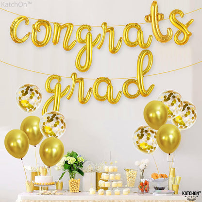 Graduation decorations 2026 | Rose Gold Congratulations Balloons - 16 Inch | Script Congrats Grad Balloons for Graduation Decorations Class of 2026 | Grad party decor, KatchOn