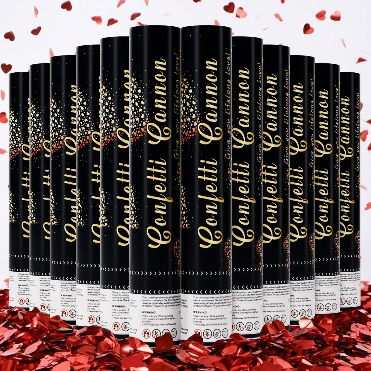 Biodegradable Confetti Cannons 12 Pack, 12" Multicolor Party Poppers for Birthday, Graduation, Wedding, Christmas, New Year & Celebration Events