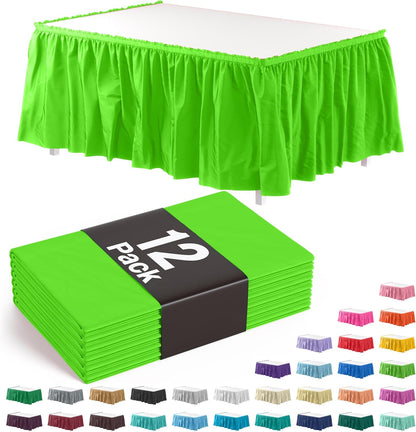 Exquisite Ruffle Table Skirt Black 6 Pack 14 Ft Long Table Skirts for Rectangle Tables 6ft Plus or Round Tables Skirts with Adhesive Strip for Gender Reveal Decor & Happy Birthday Parties