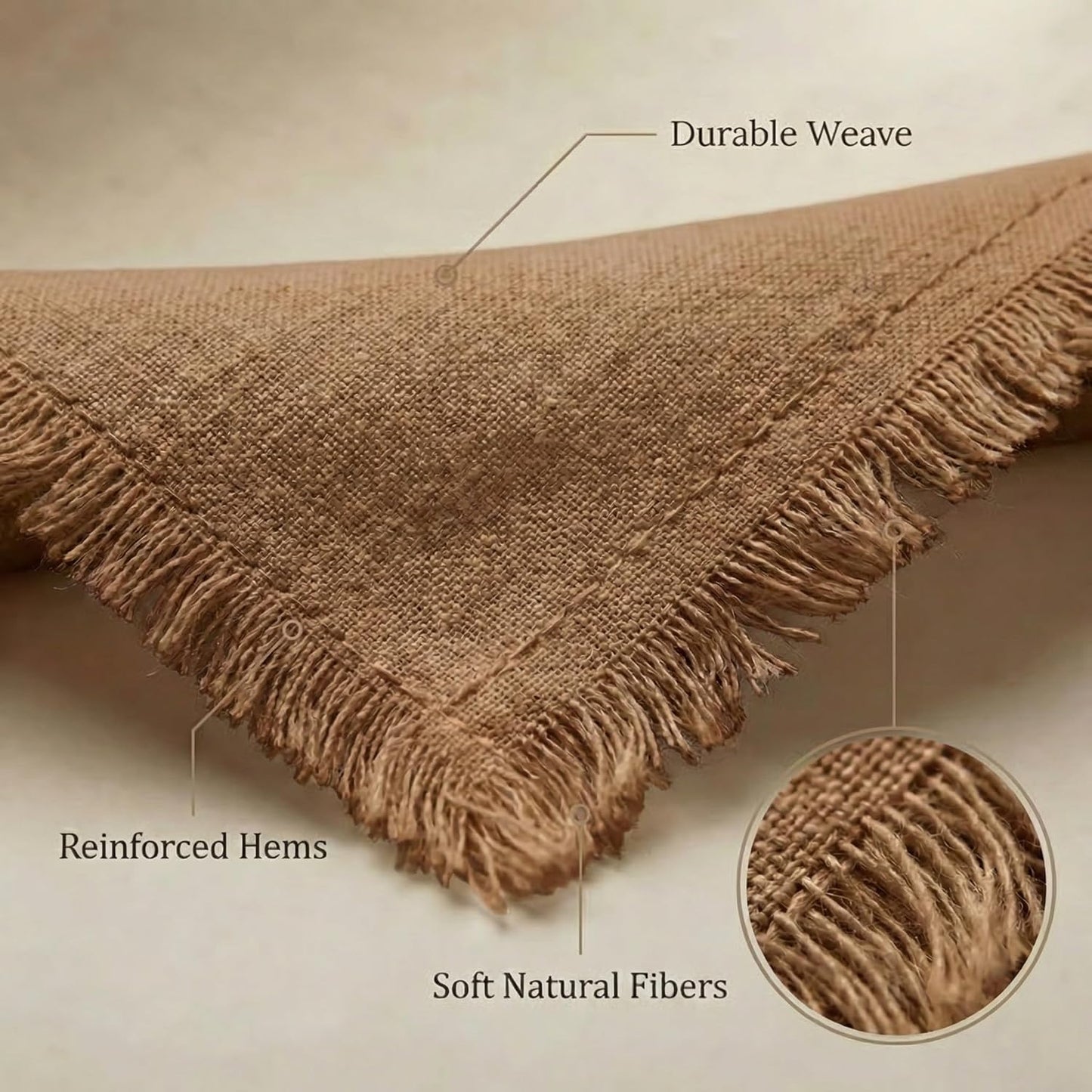 ACCENTHOME Natural Cotton Linen Napkin Set of 12 18x18 inch Dinner Napkins - Washable Soft Premium Hotel Quality Reusable Hemmed Edges Napkins Perfect Table Linens for Family Dinners, Weddings