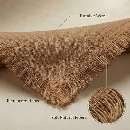 ACCENTHOME Natural Cotton Linen Napkin Set of 12 18x18 inch Dinner Napkins - Washable Soft Premium Hotel Quality Reusable Hemmed Edges Napkins Perfect Table Linens for Family Dinners, Weddings