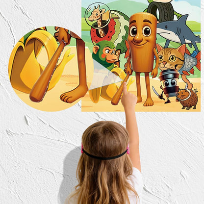 TJLMCORP Italian Brainrot Party Game, Pin the Tail Party Game Set With 24 Stickers and and 2 Blindfolds, Tralalero Themed Birthday Party Supplies, Brain Rot Party Decorations（Tung Tung Tung Sahur）
