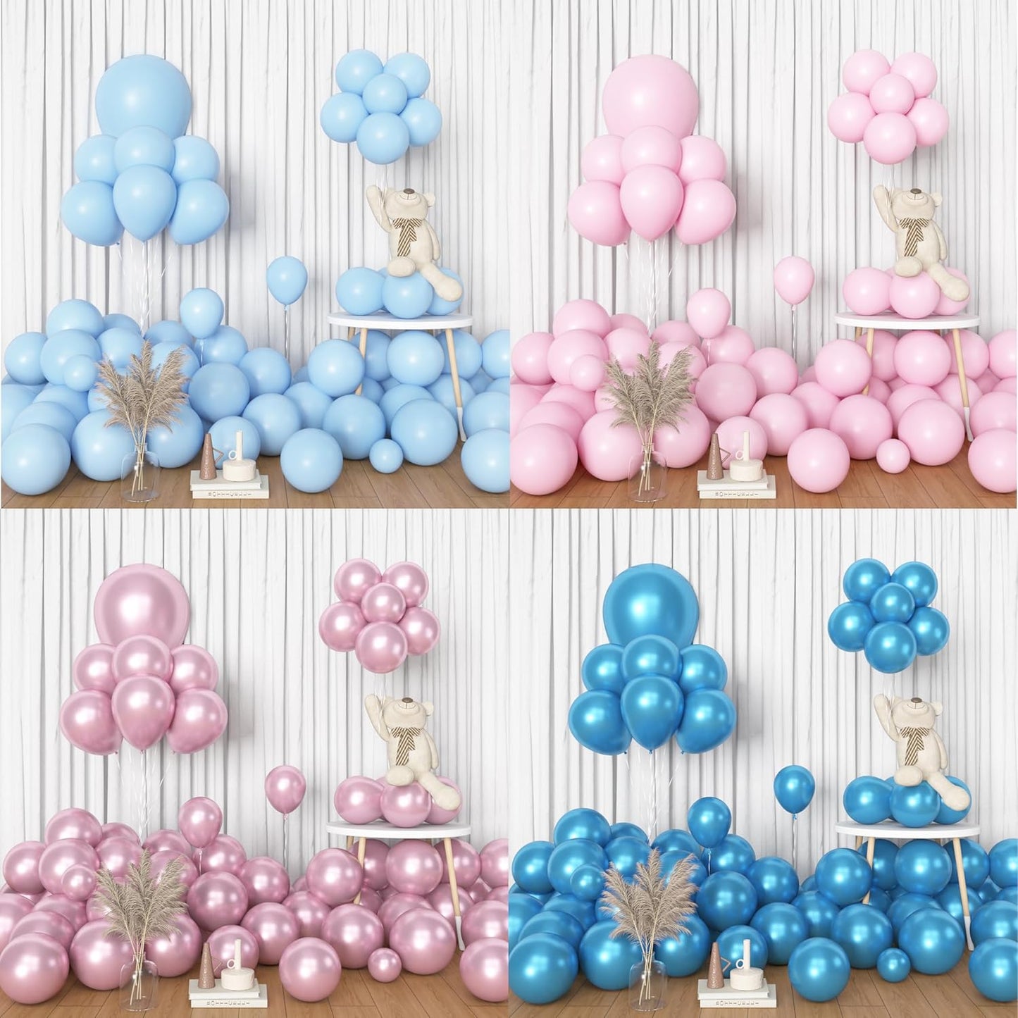 Amandir 153pcs Pink Purple Balloon Garland Arch Kit, Different Sizes 18 12 10 5 inch Pink Purple Red Latex Metallic Confetti Purple Balloons for Girl Women Birthday Bridal Baby Shower Party Decoration
