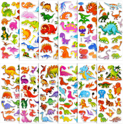 BEESTECH 24 Sheets Dinosaur Stickers 450+ for Kids Boys Girls Toddlers, Teacher Reward Stickers, Potty Chart Training, Dinosaur Party Favor Supplies, Goody Bag Stuffers，Pinata Filler