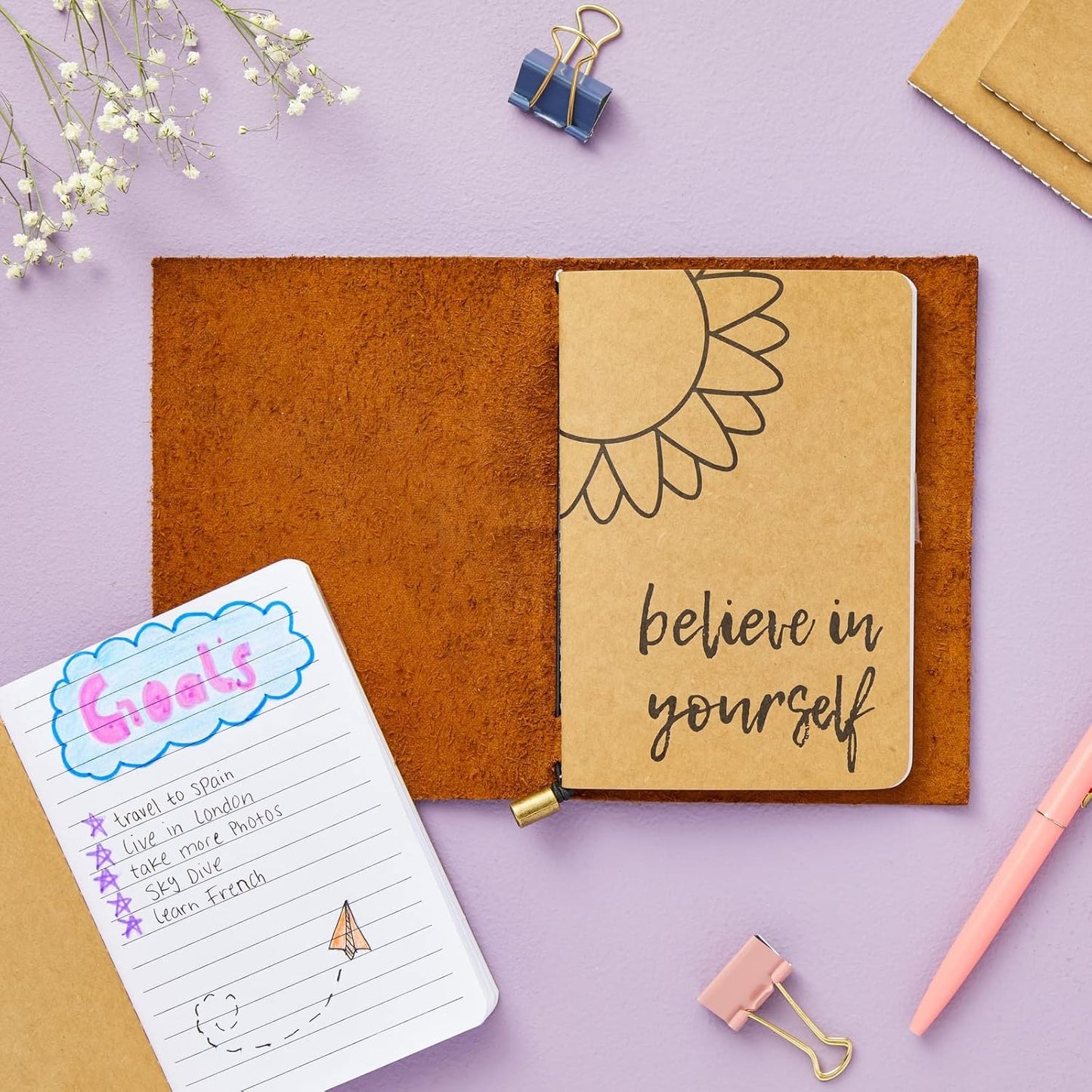 Paper Junkie Bulk Notebooks A6 Mini College-Ruled - 4 x 5.75 In, Brown Kraft, 12 Pack, 80 Pages - Portable & Lightweight Travel Journals for Kids & Party Favors for Teens