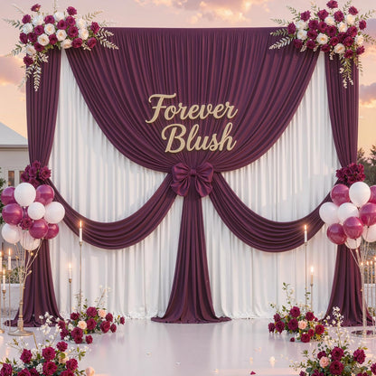 10 ft x 10 ft Wrinkle Free White Backdrop Curtains for Wedding Parties, Polyester Photography Backdrop Drapes for Birthday Parties Stage Backdrop Stand, 2 Panels 5x10FT Background Curtains