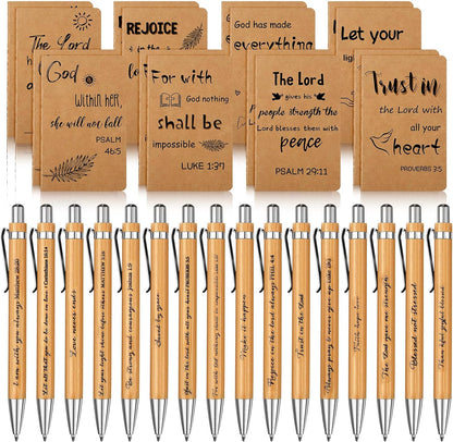 Funrous 32 Pcs Motivational Quote Pens Inspirational Notepads Mini Journal with Ballpoint Pen Small Notebooks Gift for Men Women Coworker Adult Party Favors Prize Teacher Student Office(Stylish)