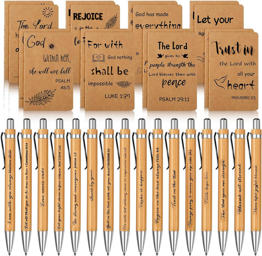 Funrous 32 Pcs Motivational Quote Pens Inspirational Notepads Mini Journal with Ballpoint Pen Small Notebooks Gift for Men Women Coworker Adult Party Favors Prize Teacher Student Office(Stylish)