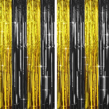 4 Packs Silver Foil Fringe Curtain, Silver Glitter Metallic Tinsel Backdrop for Birthday, Wedding, Baby Shower, Bachelorette, 70s 80s 90s Theme Disco Party, Iridescent Party Decorations Supplies