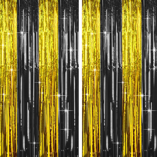 4 Packs Silver Foil Fringe Curtain, Silver Glitter Metallic Tinsel Backdrop for Birthday, Wedding, Baby Shower, Bachelorette, 70s 80s 90s Theme Disco Party, Iridescent Party Decorations Supplies