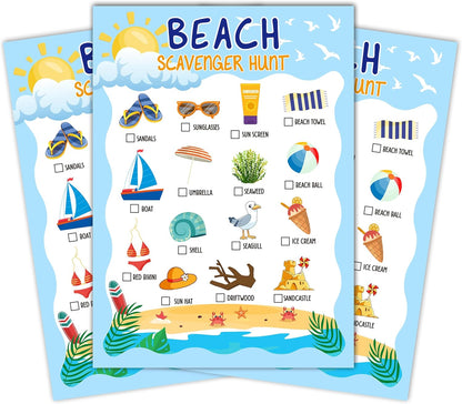 Beach Scavenger Treasure Hunt Game Cards, Outdoor Nature Scavenger Hunt Games, Summer Holiday Birthday Party Supplies Activities(25 Game Cards), 06