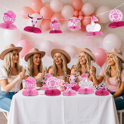 12 Pcs Pink Bow Party Honeycomb Centerpieces Pink Bow Table Centerpieces Coquette Theme Birthday Decorations Bow Party Decorations for Birthday Bachelorette Wedding Mothers Day Party Supplies
