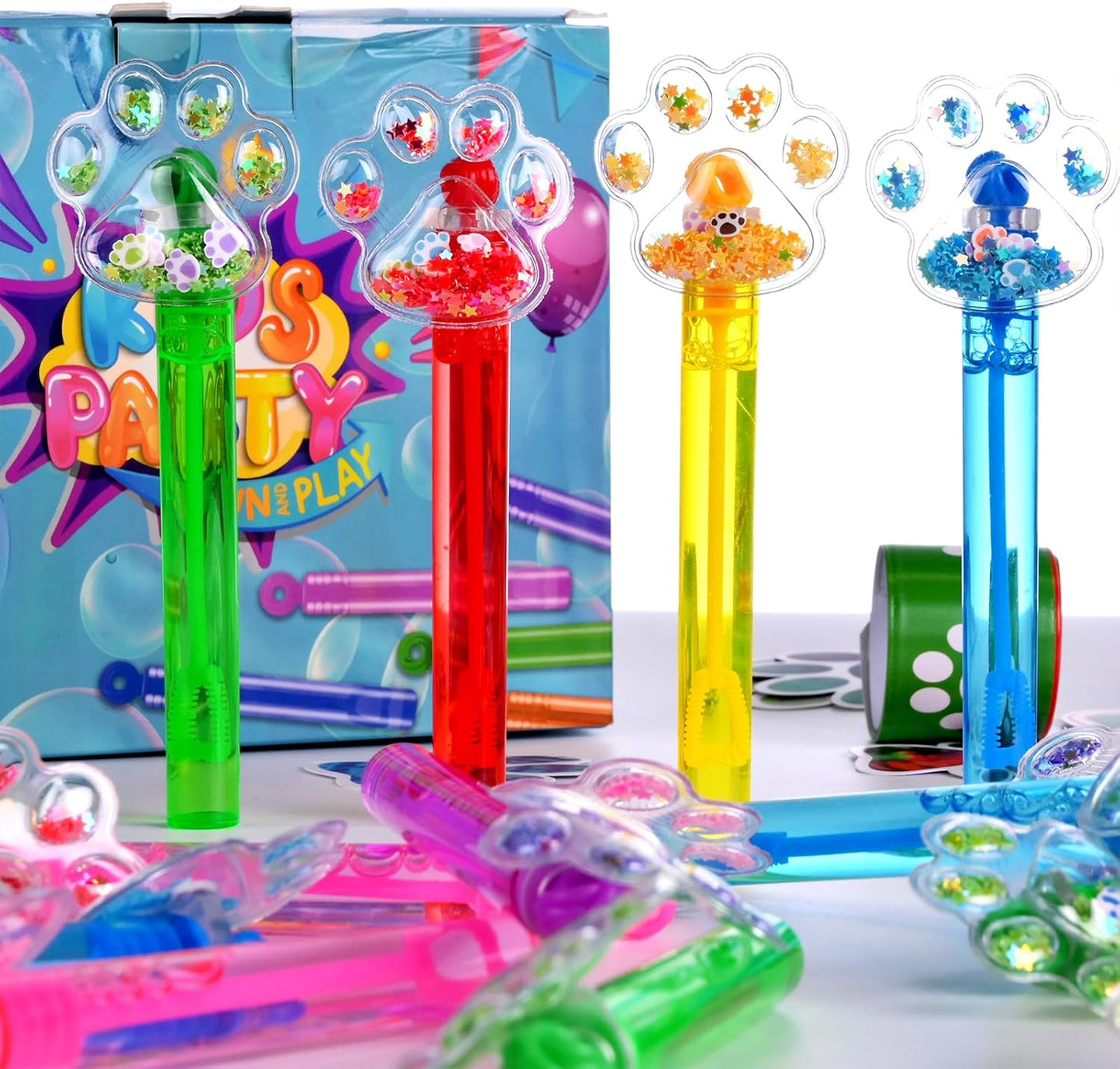 24PCS Animal Bubble Wands for Wild One Birthday Baby Shower Decorations Safari Jungle Theme Party Favors Supplies, Pinata Goodie Bags Filler, Classroom Prizes, Valentines Gifts, Easter Stuffers