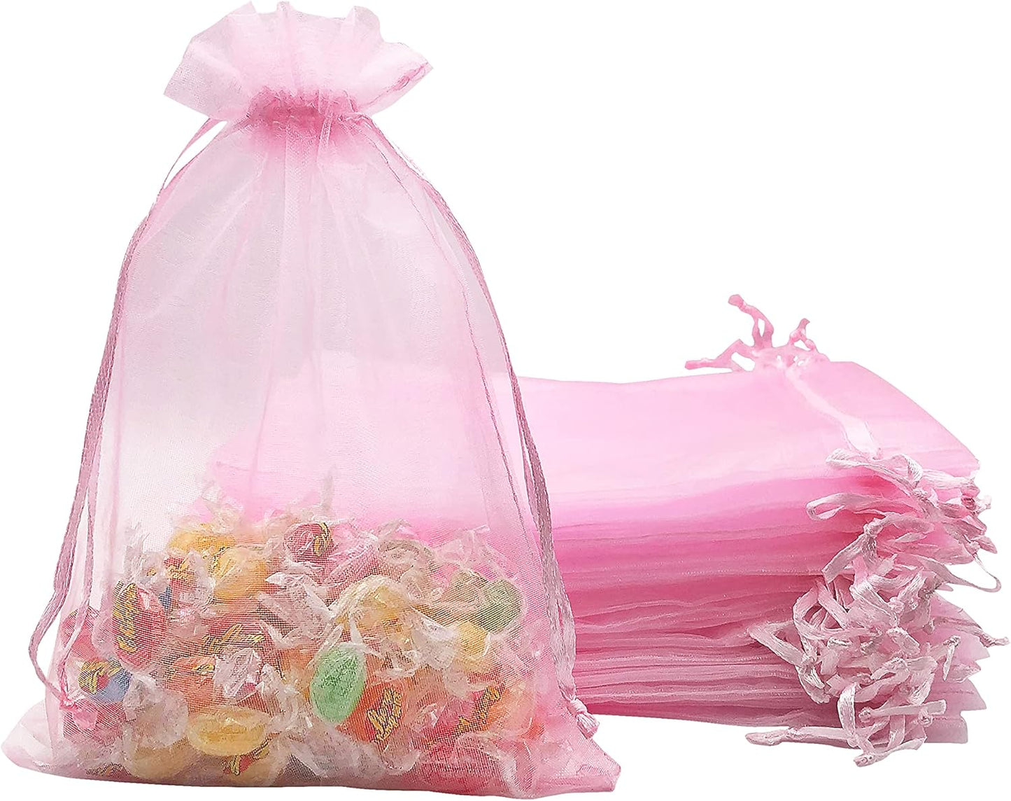 Jexila 120PCS Sheer Organza Bags 5X7 inches Mesh Drawstring Gift Bags Small for Jewelry Wedding Party Baby Shower Favor Bags (Rainbow )