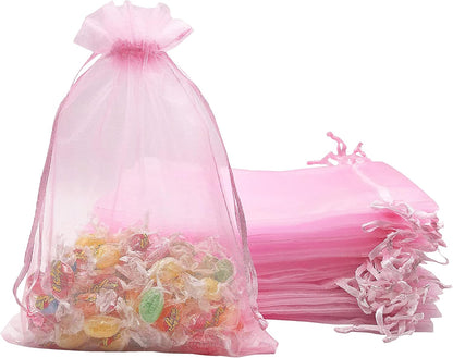 Jexila 120PCS Sheer Organza Bags 5X7 inches Mesh Drawstring Gift Bags Small for Jewelry Wedding Party Baby Shower Favor Bags (Rainbow )