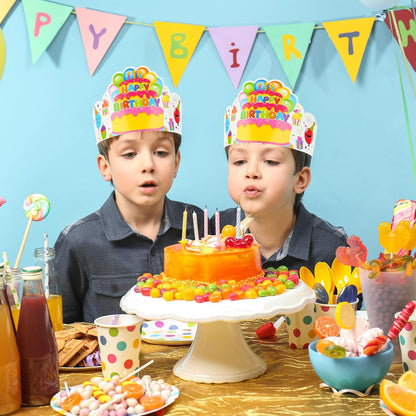 Pack of 36 Birthday Crowns for Kids - Colorful Paper Party Hats for Students Classroom School VBS Party Supplies