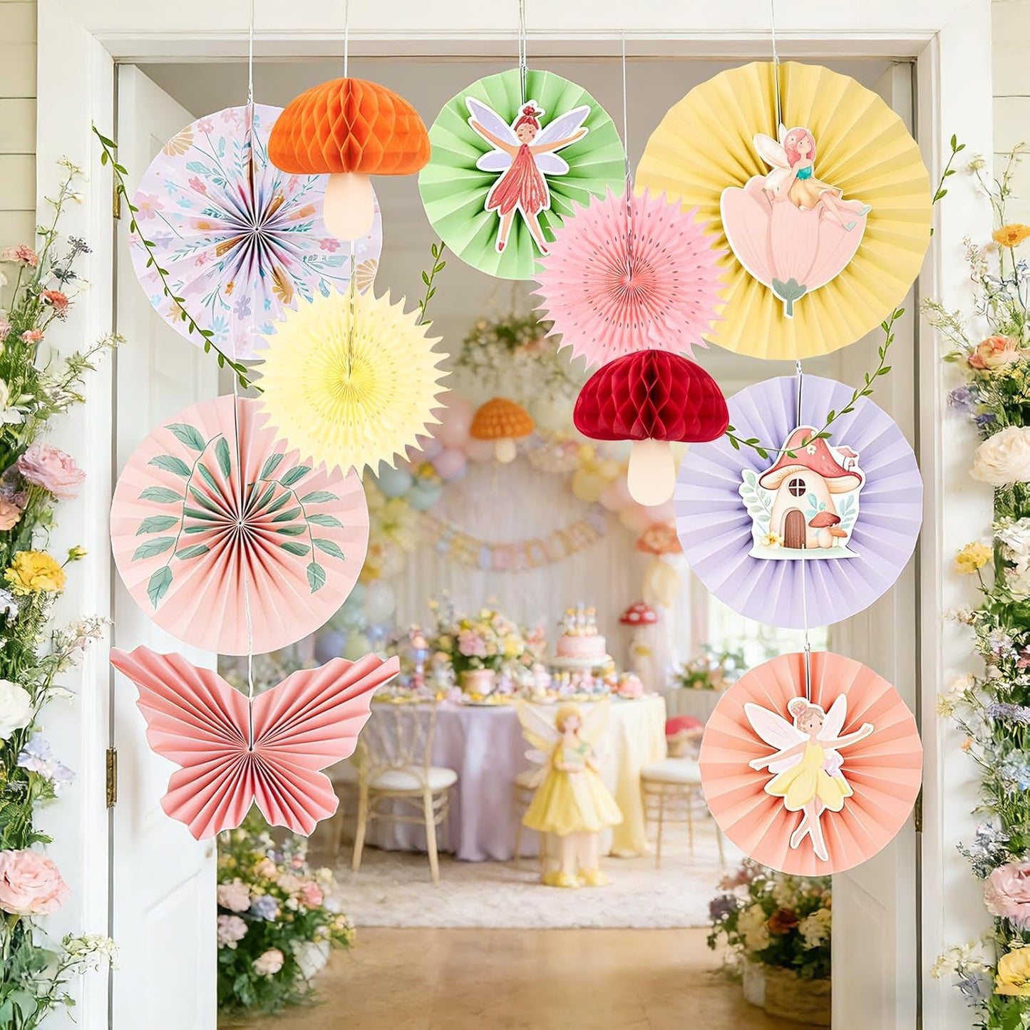Easy Joy Paper Leaves Decorations for Wall Paper Fans Classroom Decoration Leaves Backdrop Decor Wall Decor,Set of 9