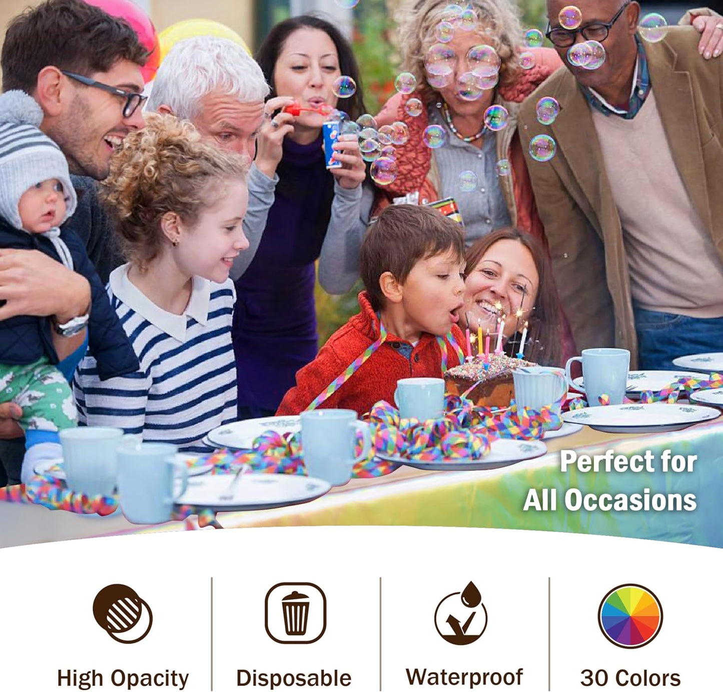 12-Pack Premium Plastic Tablecloth 54in. x 108in. Rectangle Table Cover - Dark Blue - Colors A